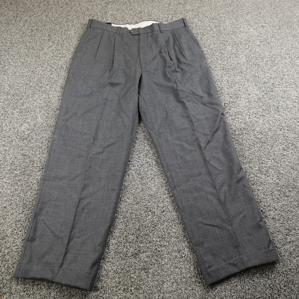 Higgins Pants‎ Mens 38X30 Gray Worsted Wool Slacks Chino Dress Trousers Pleated